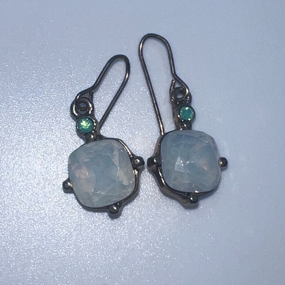 Opal and Turquoise Halo Drop Earrings
